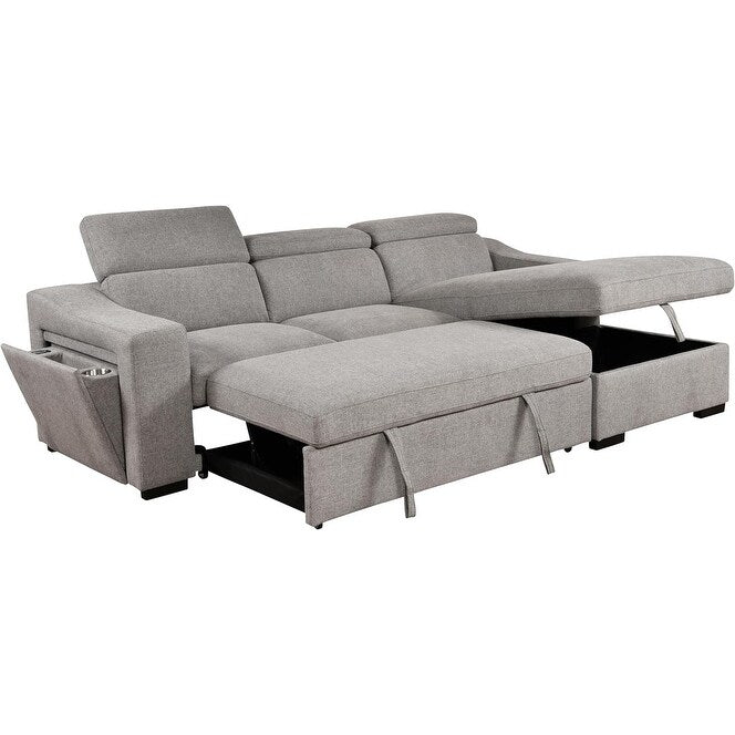 Canapé d'angle convertible Roomfitters 103 avec méridienne de rangement, appuis-tête réglables, canapé-lit en L