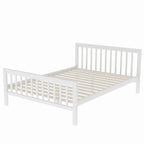 Lit mezzanine double sur lit double en bois avec escalier, balustrades hautes et échelle