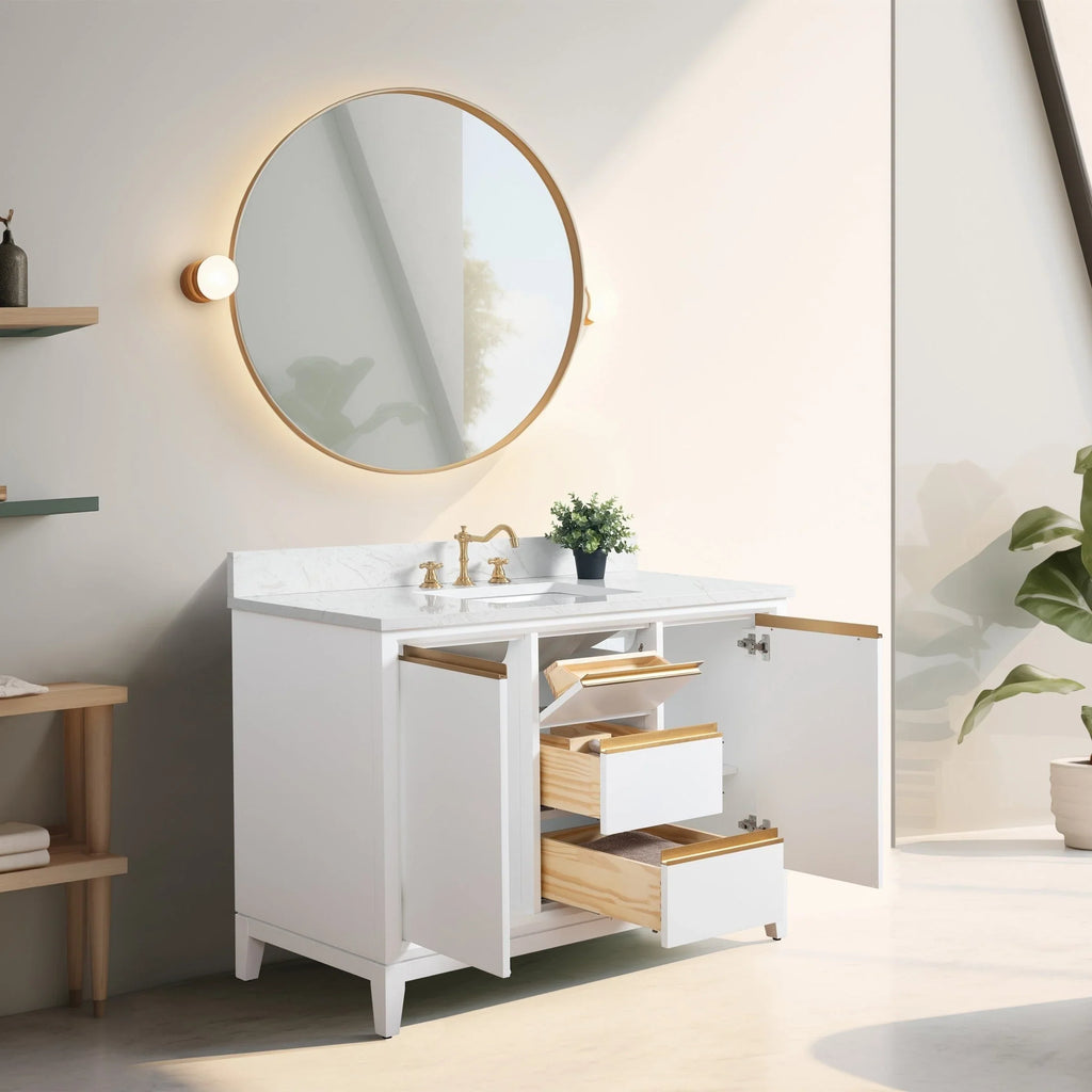 Meuble-lavabo Vanity Art avec évier en céramique et dessus en marbre reconstitué
