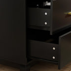 Commode double Timechee 6 tiroirs 47,2 po de largeur, pieds en bois massif, fini laqué