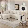 Canapé d'angle convertible avec pouf de rangement, canapé-lit pour salon