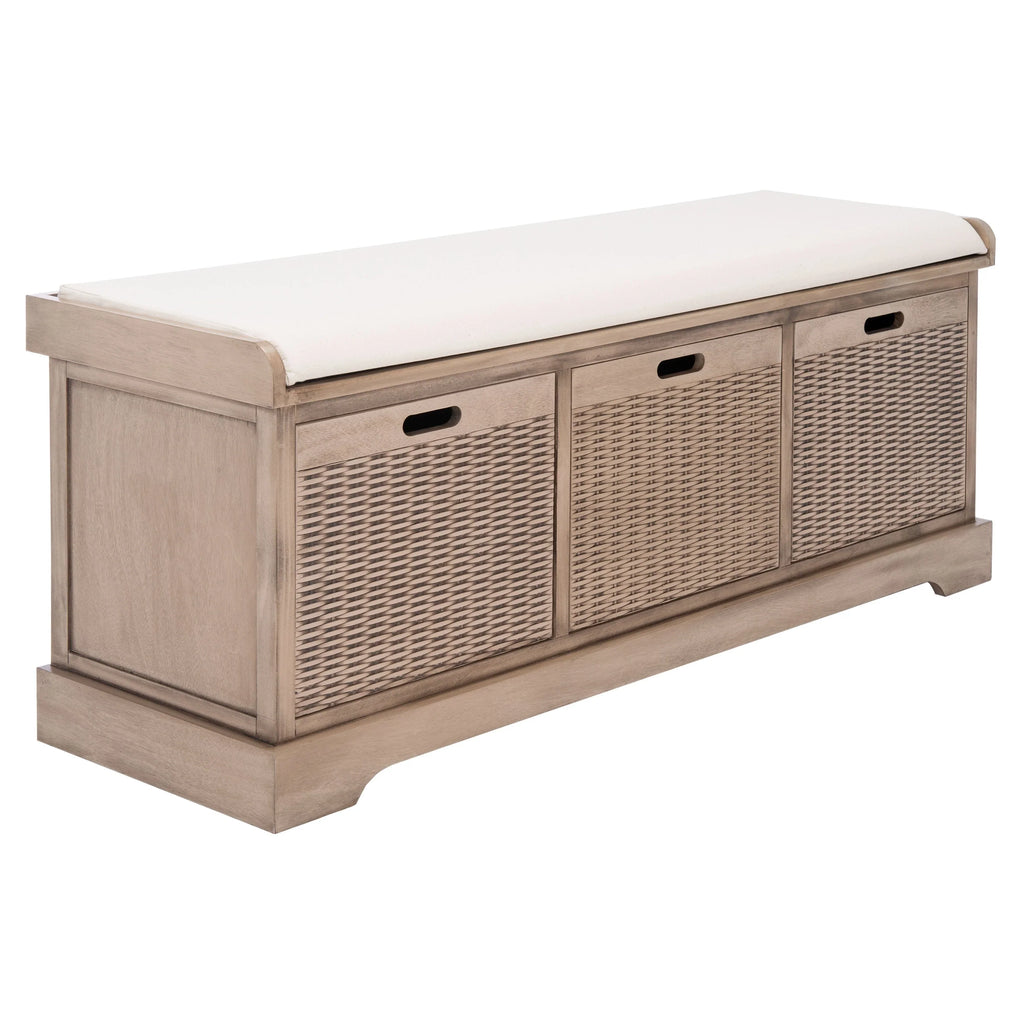 Banc de rangement SAFAVIEH Fiorello 3 tiroirs avec coussin - 47,3 L x 15 P x 19 H - 47Lx15Px19H