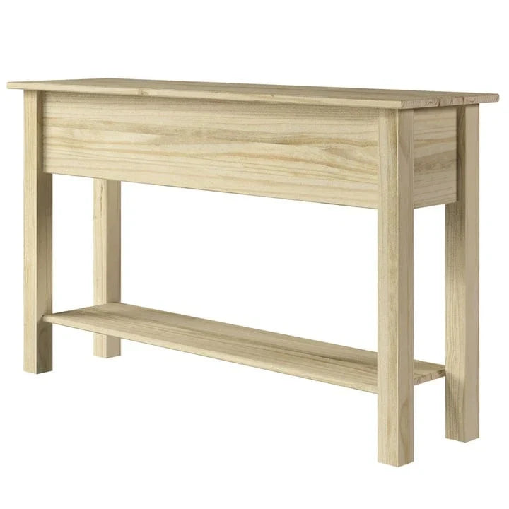 Console de couloir rustique en pin massif, blanc cérusé / marron antique / gris cérusé / non peinte, 3 tiroirs