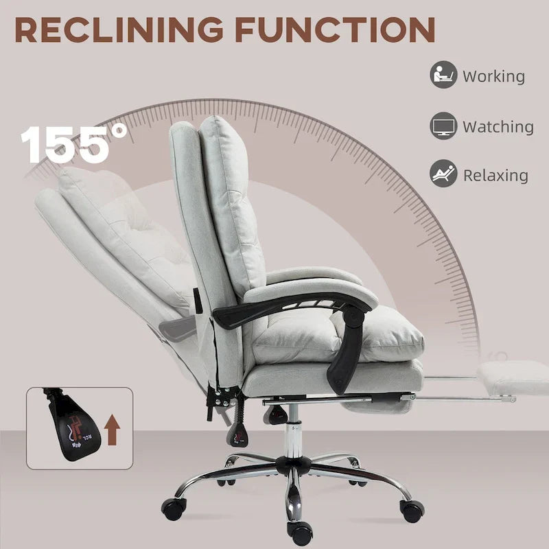 Fauteuil de bureau massant, chauffant et inclinable en microfibre Vinsetto avec vibrations