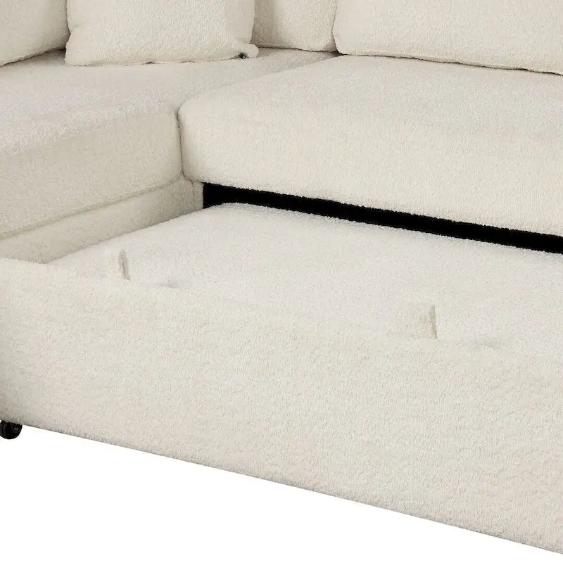 Canapé d'angle convertible avec pouf de rangement, canapé-lit pour salon