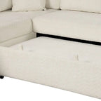 Canapé d'angle convertible avec pouf de rangement, canapé-lit pour salon