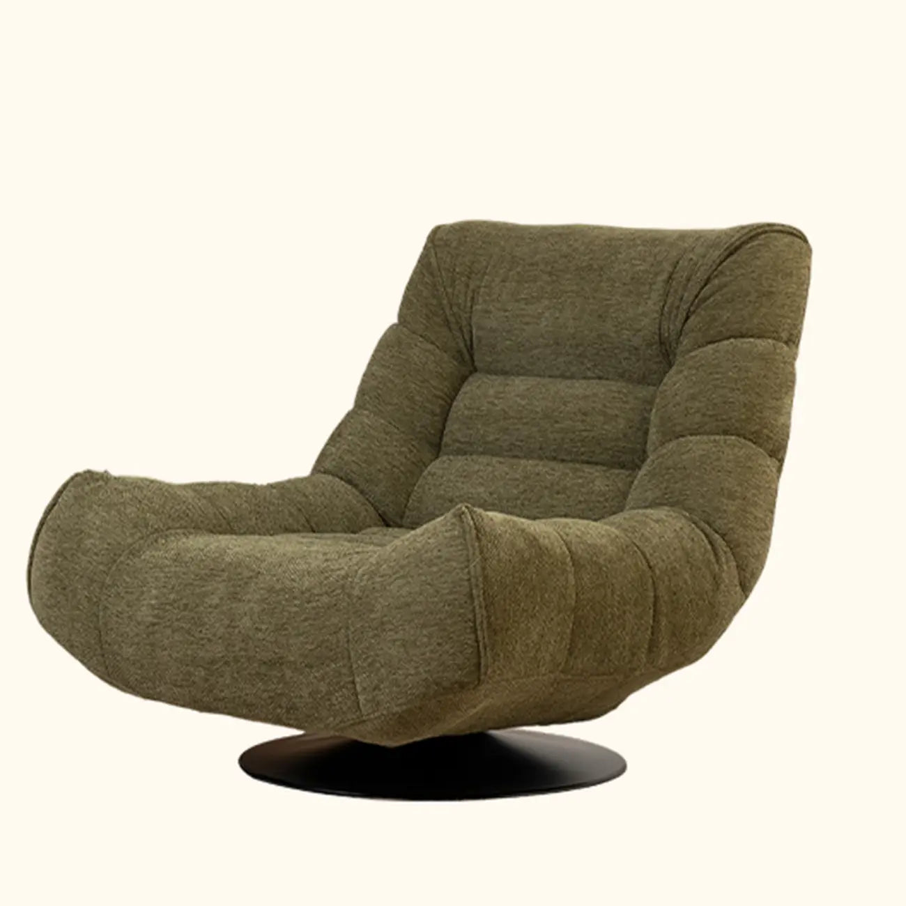 Fauteuil pivotant d'appoint en tissu chenille tufté jaune