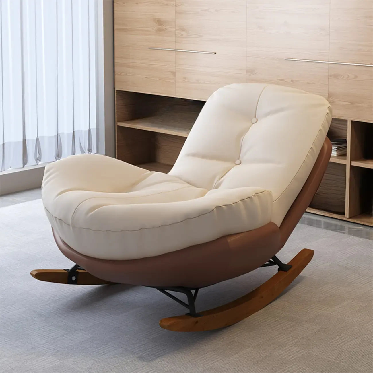 Fauteuil à bascule scandinave rembourré avec ottoman en option