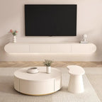 Meuble TV flottant en bois blanc avec rangement pour le salon