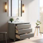 Meuble-lavabo Vanity Art avec évier en céramique et dessus en marbre reconstitué