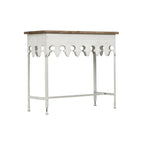 Console en métal finition zinc et bois à bord festonné