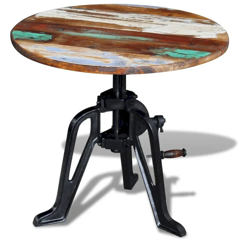 vidaXL Table d'appoint Table basse ronde Bout de canapé Bois massif et fonte