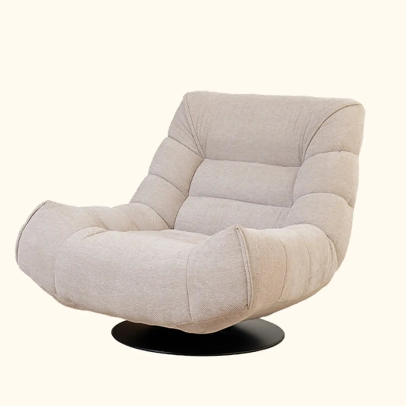 Fauteuil pivotant d'appoint en tissu chenille tufté jaune