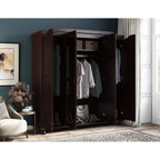 Palace Imports Armadio Kyle a 4 Ante in 100% Legno Massello con Ante in Legno Massello o a Specchio