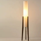 Vintage Wooden Torch LED Floor Lamps with Fabric Shade