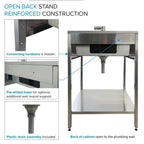 Lavello per bucato e supporto Transolid EWS-2422S in acciaio inossidabile, 24" L x 22" P x 35" A - 24" x 22"