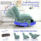Fauteuil inclinable pivotant XINMICS, Fauteuils inclinables à bascule de massage avec fonction chauffante, ports USB, USB-C et pochette latérale