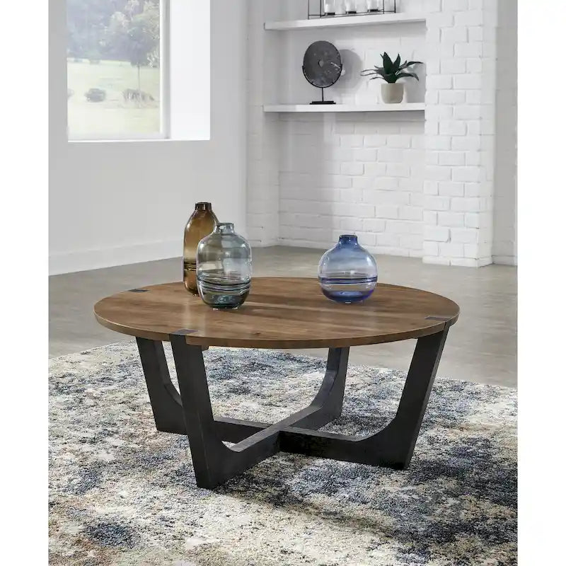 Signature Design by Ashley Hanneforth Table basse marron/noir - 111,76 cm (L) x 111,76 cm (P) x 48,26 cm (H)