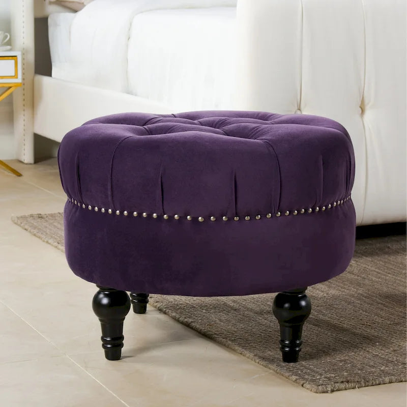 Pouf rond capitonné