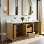 Meuble-lavabo Vanity Art avec évier en céramique et dessus en marbre reconstitué