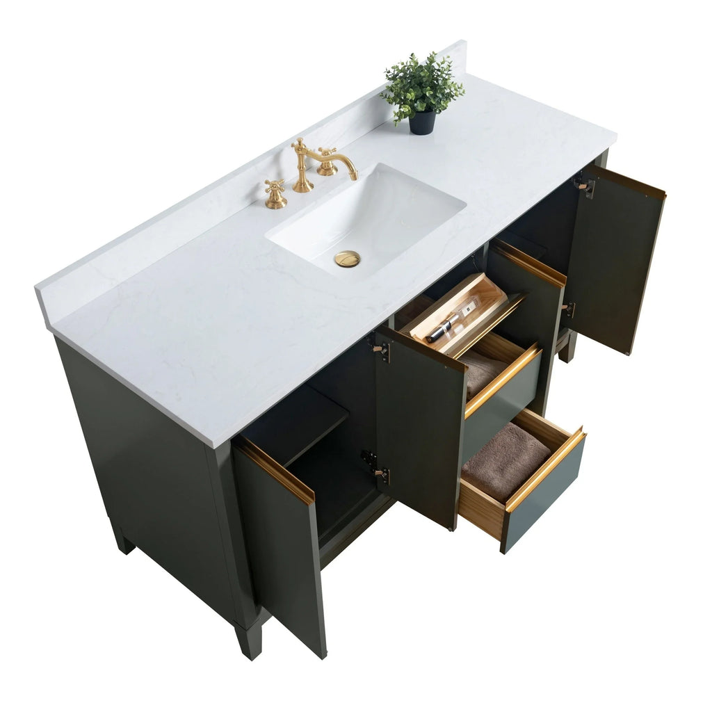Meuble-lavabo Vanity Art avec évier en céramique et dessus en marbre reconstitué