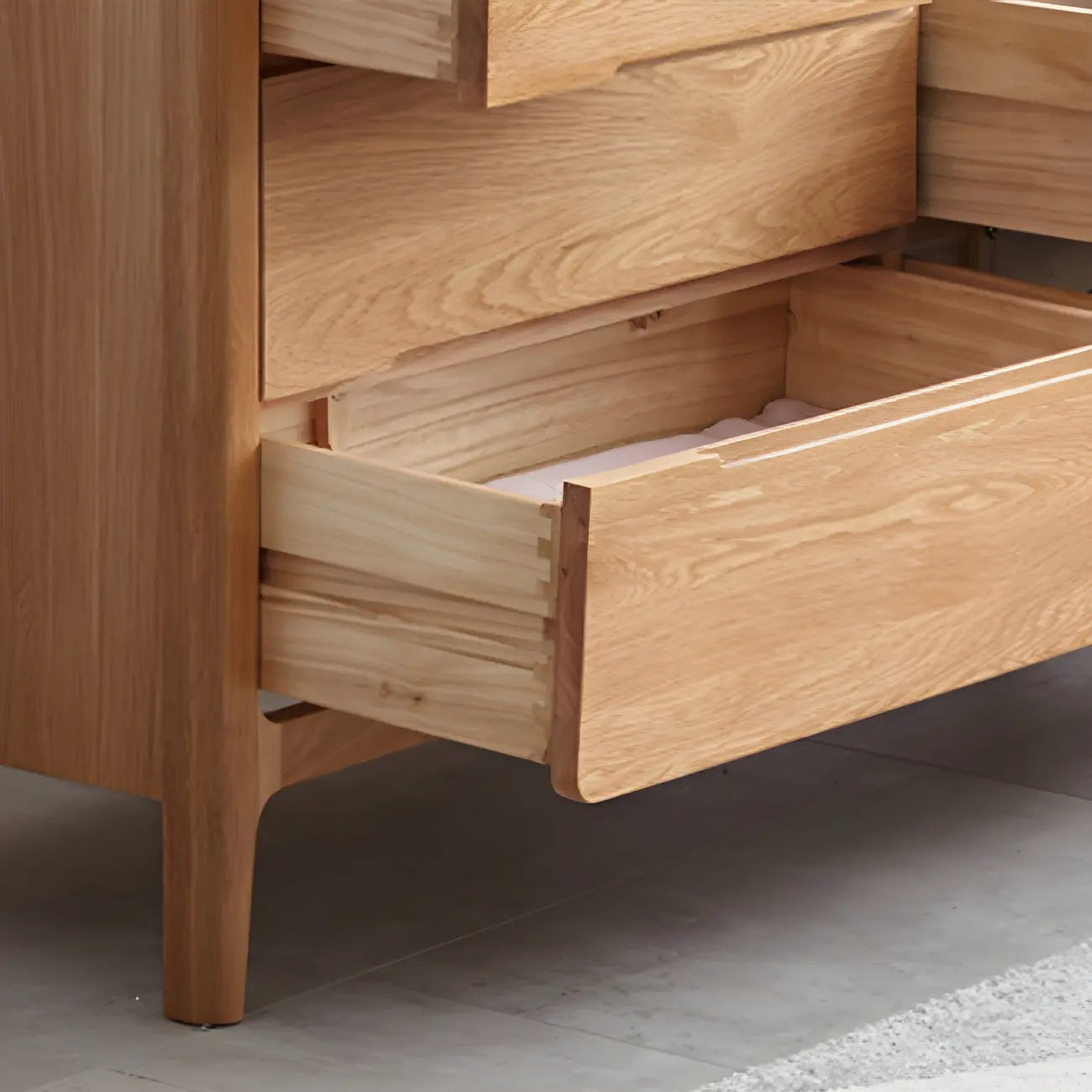 Commode double traditionnelle en bois de chêne naturel pour chambre à coucher