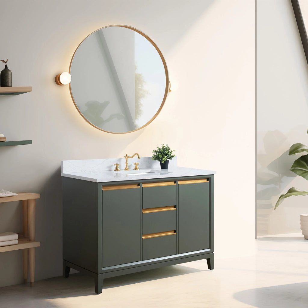 Meuble-lavabo Vanity Art avec évier en céramique et dessus en marbre reconstitué