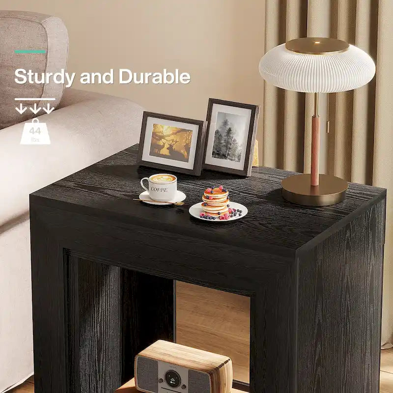 Table d'appoint en bois avec rangement, tables de chevet en noyer pour salon, chambre à coucher