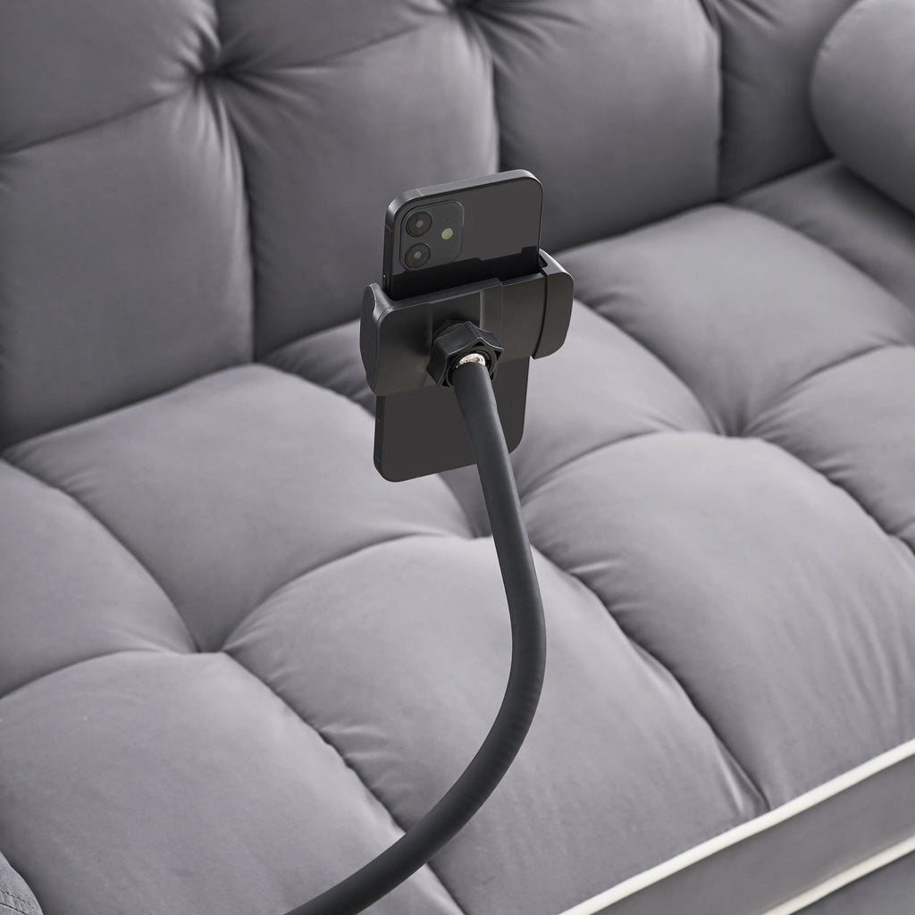 Canapé-lit convertible en velours 55'' 2 places avec lit gigogne, dossier inclinable, poches latérales et support de téléphone