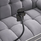 Canapé-lit convertible en velours 55'' 2 places avec lit gigogne, dossier inclinable, poches latérales et support de téléphone