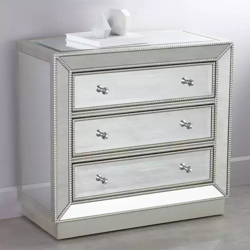 Coast to Coast Trevi 32 Wide 3-Drawer Silver Mirrored Accent Chest