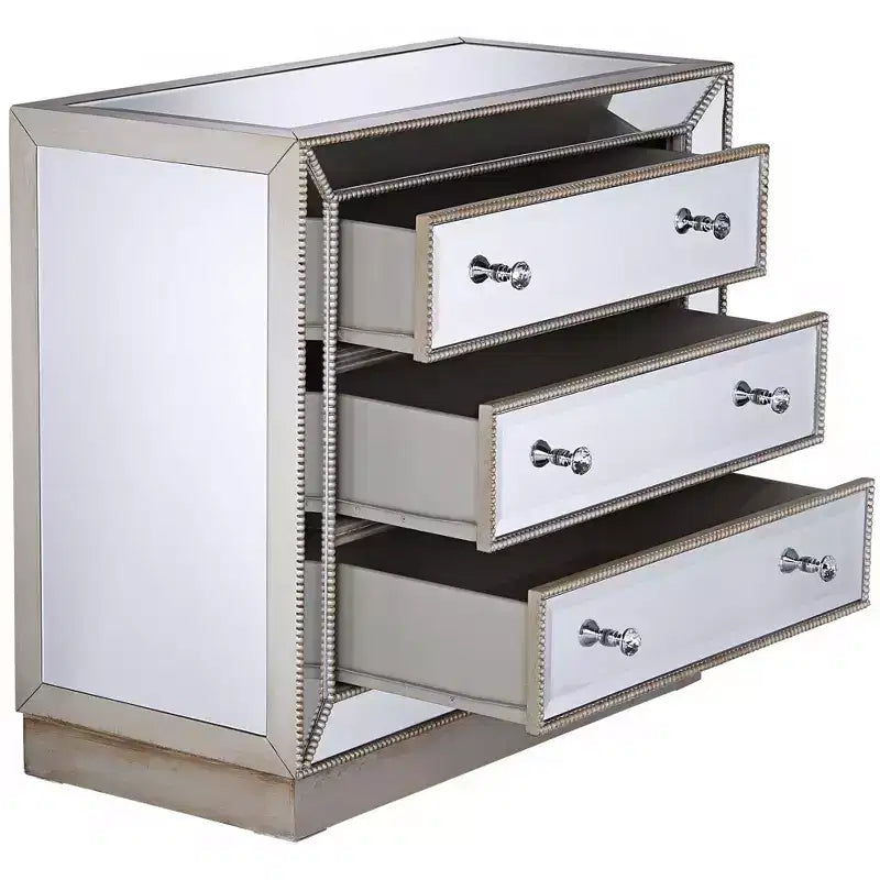 Coast to Coast Trevi 32 Wide 3-Drawer Silver Mirrored Accent Chest
