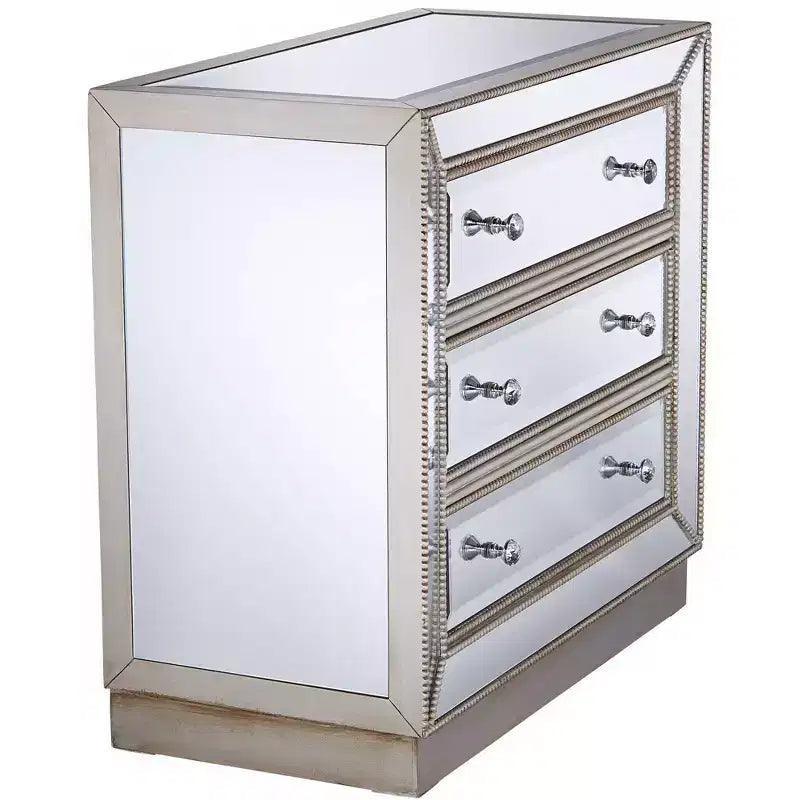Coast to Coast Trevi 32 Wide 3-Drawer Silver Mirrored Accent Chest