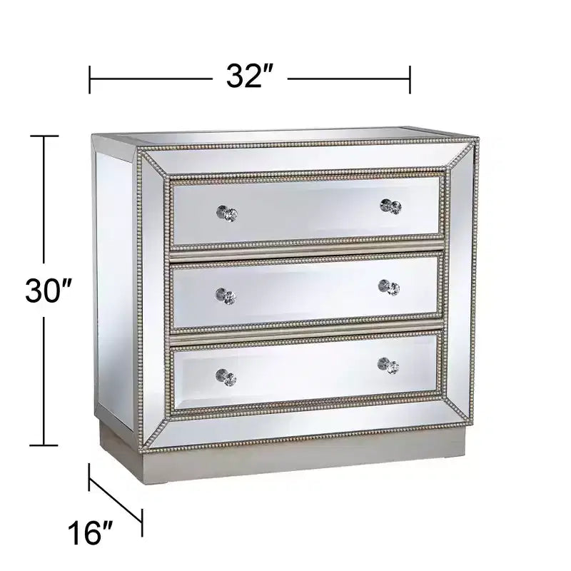 Coast to Coast Trevi 32 Wide 3-Drawer Silver Mirrored Accent Chest
