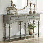 Crestview Collection Traditional Wood Rectangular Console Table 62 x 16 with Drawer Antiqued Gray Turned Legs Living Room Home