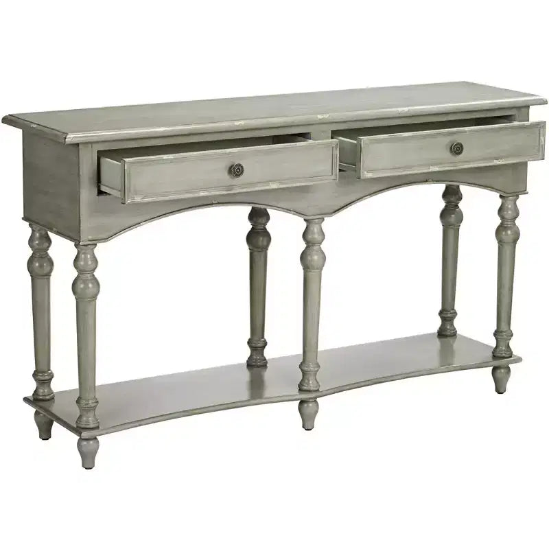 Crestview Collection Traditional Wood Rectangular Console Table 62 x 16 with Drawer Antiqued Gray Turned Legs Living Room Home