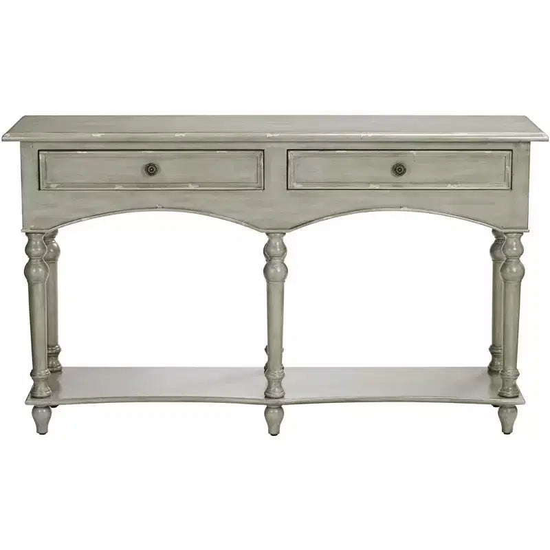 Crestview Collection Traditional Wood Rectangular Console Table 62 x 16 with Drawer Antiqued Gray Turned Legs Living Room Home