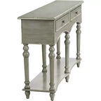 Crestview Collection Traditional Wood Rectangular Console Table 62 x 16 with Drawer Antiqued Gray Turned Legs Living Room Home