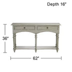 Crestview Collection Traditional Wood Rectangular Console Table 62 x 16 with Drawer Antiqued Gray Turned Legs Living Room Home