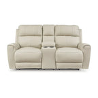 Causeuse inclinable électrique beige Ashley Dahlmoore Signature Design avec console – 76 L x 42 P x 40 H