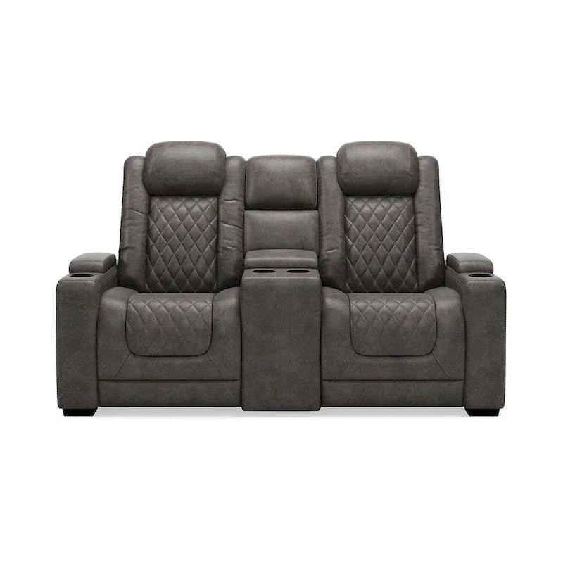 Signature Design by Ashley HyllMont – Causeuse inclinable électrique grise avec console – 71,75 po L x 39 po P x 44 po H