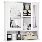 Costway Nouvelle Armoire Murale de Salle de Bain Double Porte Miroir Meuble de Rangement Armoire à Pharmacie Étagère Blanche