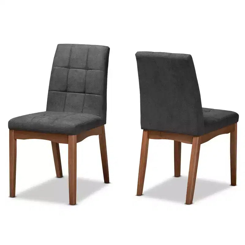 2pc Tara Fabric Upholstered and Wood Dining Chair Set - Baxton Studio