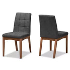 2pc Tara Fabric Upholstered and Wood Dining Chair Set - Baxton Studio