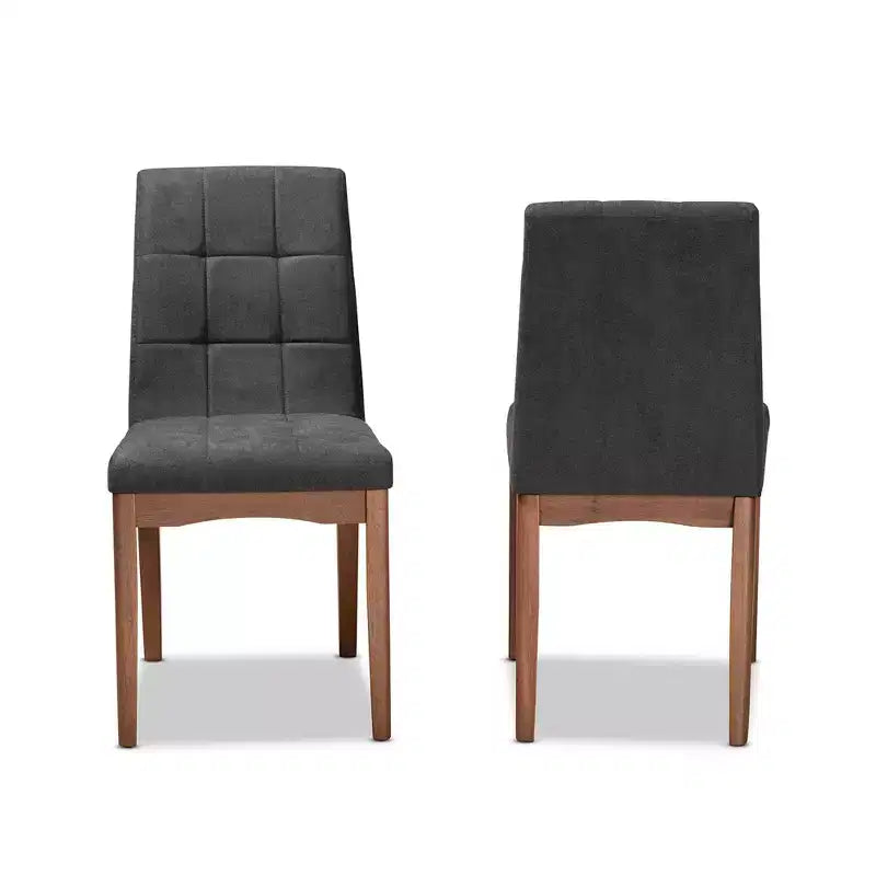 Lot de 2 chaises de salle à manger Tara en tissu et bois - Baxton Studio