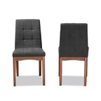 Lot de 2 chaises de salle à manger Tara en tissu et bois - Baxton Studio