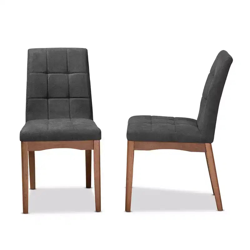 Lot de 2 chaises de salle à manger Tara en tissu et bois - Baxton Studio