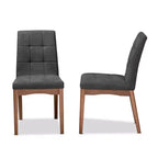 Lot de 2 chaises de salle à manger Tara en tissu et bois - Baxton Studio