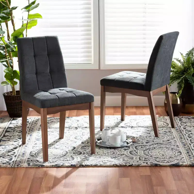 Lot de 2 chaises de salle à manger Tara en tissu et bois - Baxton Studio