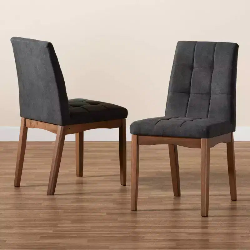 Lot de 2 chaises de salle à manger Tara en tissu et bois - Baxton Studio